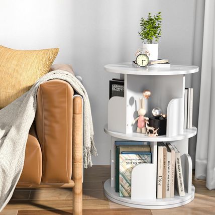 Nidouillet Rotating Bookshelf, Revolving Bookcase 360 Display round Bookshelf Na
