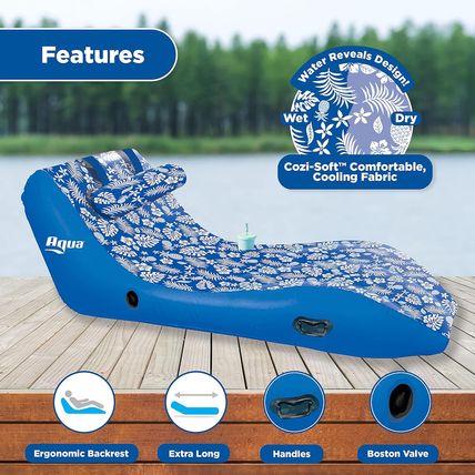 Aqua Ultra-Comfort Floating Pool Chair & Lake Raft with Pillow – Heavy Duty Pool