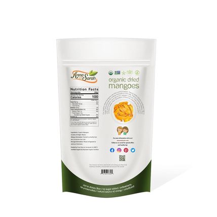Anna and Sarah Dried Organic Mango, No Sugar Added, No Preservatives, Al-Natural
