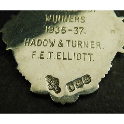 Solid Silver Enamel Pocket Watch Albert Fob Medal Stock Exchange Football 1937