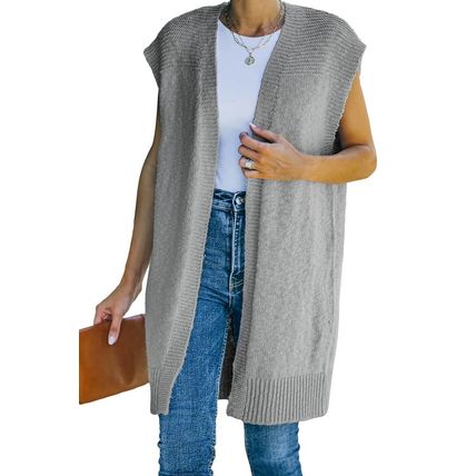 Gray Basic Vest Cardigan Sweater