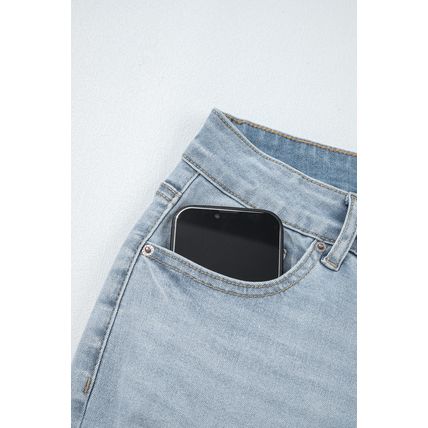 Beau Blue Mid Rise Ankle-Length Distressed Skinny Jeans