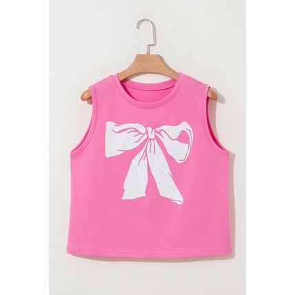 Sachet Pink Bow Print Boxy Fit Tank Top