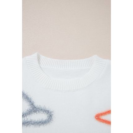 White Tinsel Western Boots Horseshoe Star Knit Crew Neck Sweater