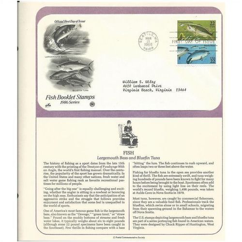FISH : BASS and Bluefin TUNA ' OFFICIAL FIRST DAY of ISSUE ' (1986)