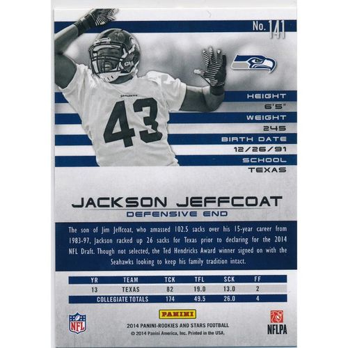 2014 Panini Rookies & Stars #141 Jackson Jeffcoat RC Seattle Seahawks