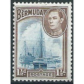 Bermuda 1943 SG111a 1 1/2d Blue & Brown Mounted Mint .. ..