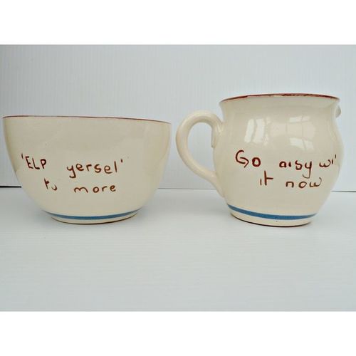 Dartmouth Devon Lands End Motto Ware Sugar Bowl Milk Cream Jug