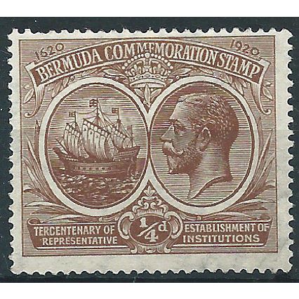 Bermuda 1920 SG59 1/4d Brown Very Fine Used . . ..