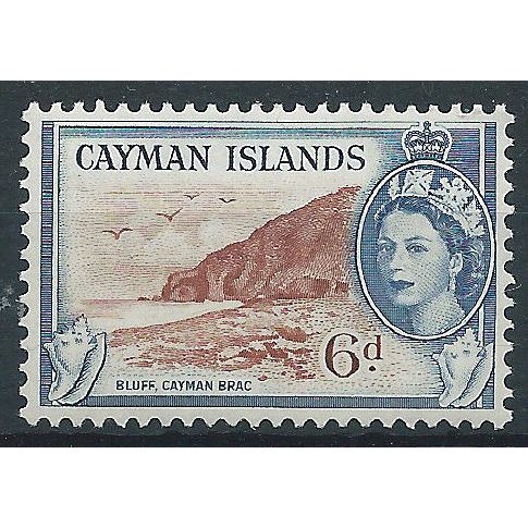 Cayman Islands 1954 SG156 6d Lake-Brown & Deep Blue Mounted Mint . ..