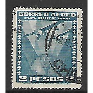 CHILE 1934 AIR 2p BLUE FOKKER SUPER AIRCRAFT SG 245 FINE USED#