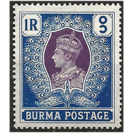 Burma 1938 SG30 1r Purple & Blue Mounted Mint .. ..