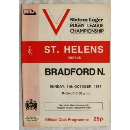 1981 programme St. Helens v. Bradford Northern