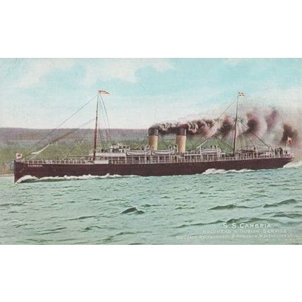 SS Cambria Quickest Route Birmingham Manchester Dublin Antique Ship Postcard