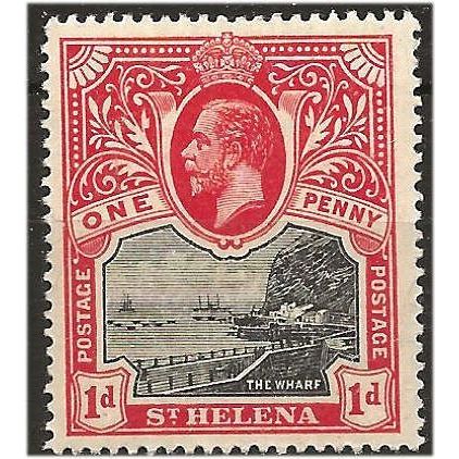 St Helena 1916 SG73a 1d Black & Scarlet Mounted Mint ...