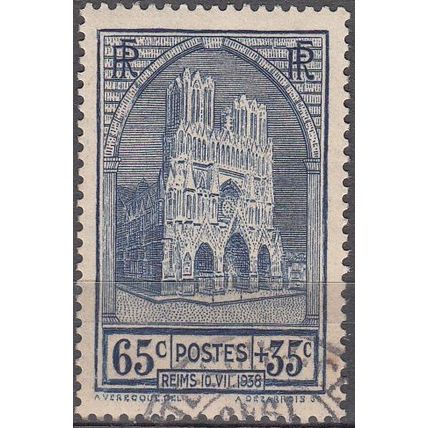 France 1938 Michel 430 O Cote (2008) 12.50 € Cathédrale de Reims Cachet rond