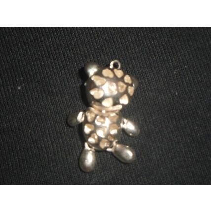 Silver tone fully articulated arms head legs with pink crystals pendant necklace