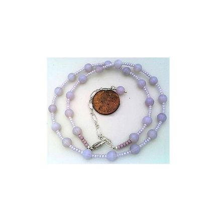 Lavender Opal Glass Beaded Choker Necklace