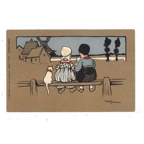 NICE ARTIST DRAWN POSTCARD BY ETHEL PARKINSON DUTCH CHILDREN THEME (1764)