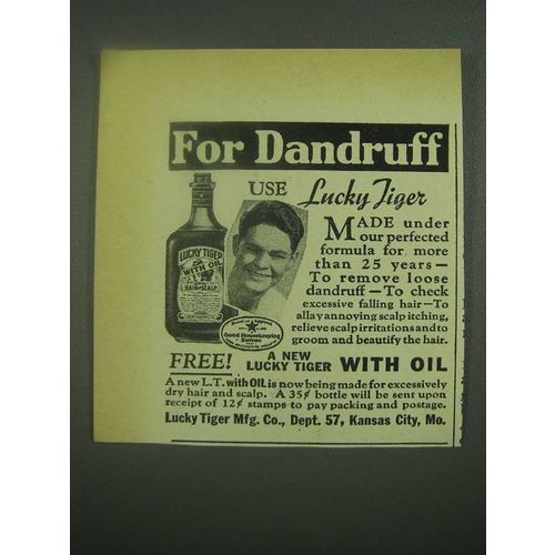 1939 Lucky Tiger Hair Tonic Ad - For Dandruff