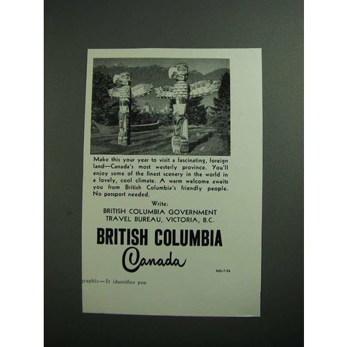 1954 British Columbia Canada Ad - Fascinating, Foreign Land