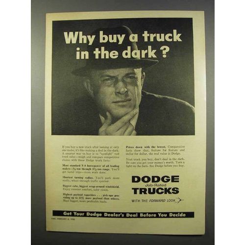 1956 Dodge Trucks Ad - Why Buy in The Dark?