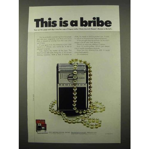 1966 Remington 500 Selektronic Shaver Ad - A Bribe