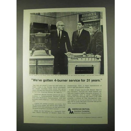 1967 American Mutual Insurance Ad - 4-Burner Service