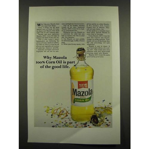 1967 Mazola Oil Ad - 100% Corn Oil is Part of the Good Life