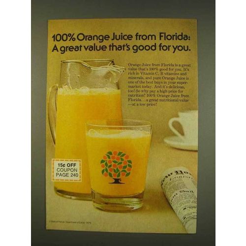 1976 Florida Orange Juice Ad - A Great Value