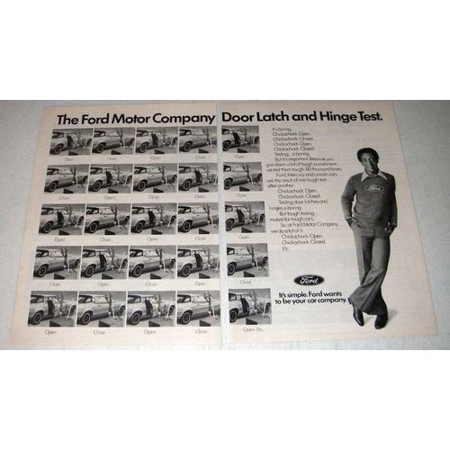 1976 Ford Car Ad - Bill Cosby - Door Latch, Hinge Test