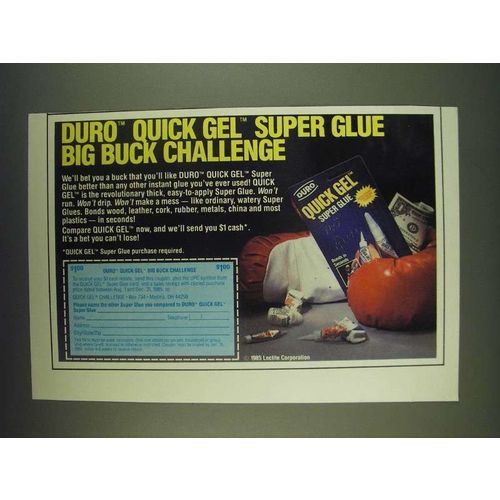 1985 Duro Quick Gel Super Glue Ad - Duro Quick Gel Super Glue Big Buck Challenge