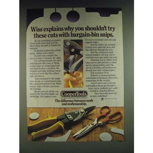 1985 CooperTools Wiss Snips and Shears Ad - Wiss explains why you shouldn't try