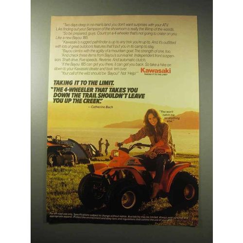 1985 Kawasaki Bayou 185 ATV Ad - Catherine Bach