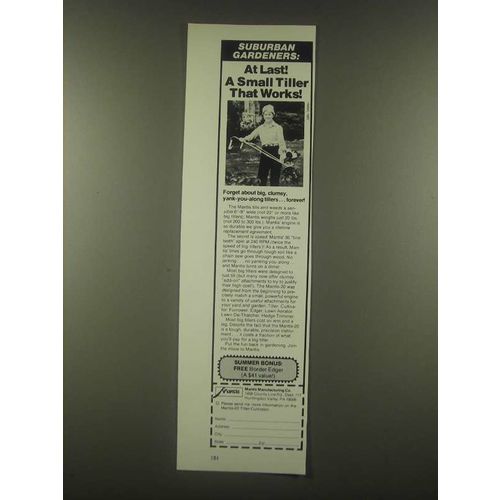 1985 Mantis Tiller Ad - A Small Tiller That Works