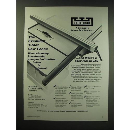 1987 Excalibur T-Slot Saw Fence Ad