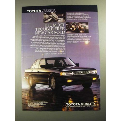 1988 Toyota Cressida Ad - The Most Trouble-Free New Car Sold