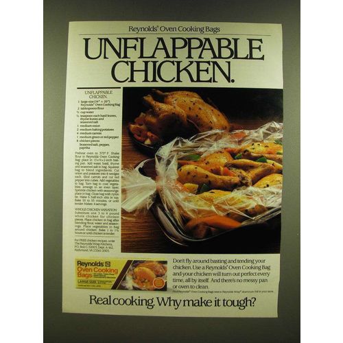 1990 Reynolds Oven Cooking Bags Ad - Unflappable Chicken