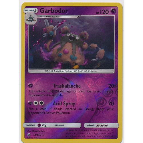 Pokemon Sun & Moon Guardians Rising 51/145 Garbodor Rev Holo