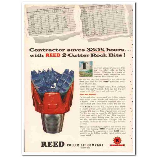 reed roller bit company 1954 contractor saves 2-cutter rock vintage ad