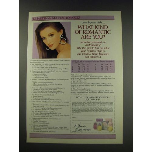 1991 Max Factor Le Jardin Fragrances Ad - Jane Seymour