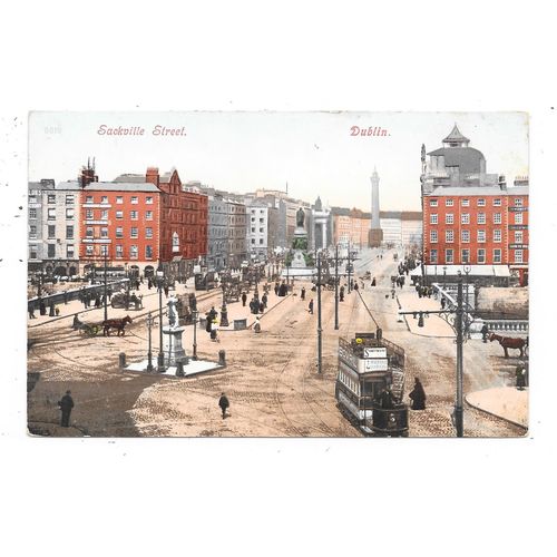 NICE ANIMATED PRINTED POSTCARD OF SACKVILLE STREET DUBLIN (1653)