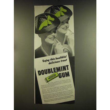 1939 Wrigley's Doublemint Gum Ad - Enjoy this healthful delicious treat