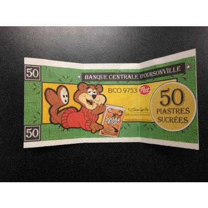 Central Bear Bank Sugar Bear Crisp money bucks 50 POST play money