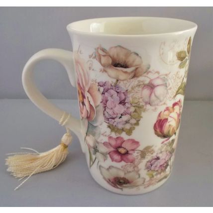 Summer River Floral Flower China Mug