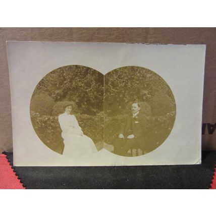 Edwardian man and woman antique photograph postcard 1907 postmark /