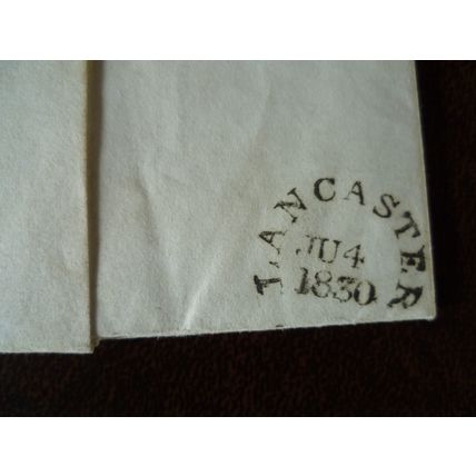 1830 GB Postal History 8d rate entire Lancaster cancel to Kirkby Stephen Clogs