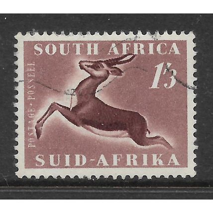 SOUTH AFRICA 1953 1s.3d CHOCOLATE SPRINGBOK SG 147 FINE USED
