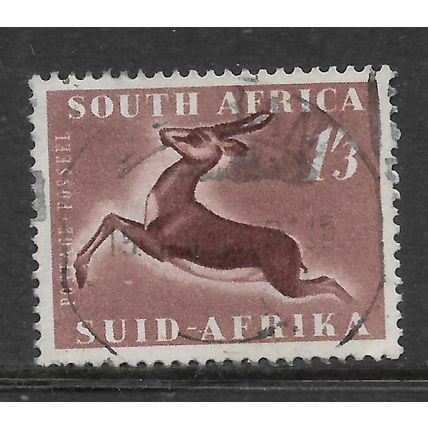 SOUTH AFRICA 1953 1s.3d CHOCOLATE SPRINGBOK SG 147 FINE USED#2