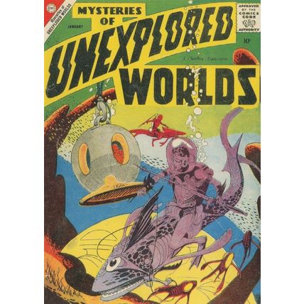 Mysteries Of Unexplored Worlds 1950s Comic Book Monster Fish Postcard
